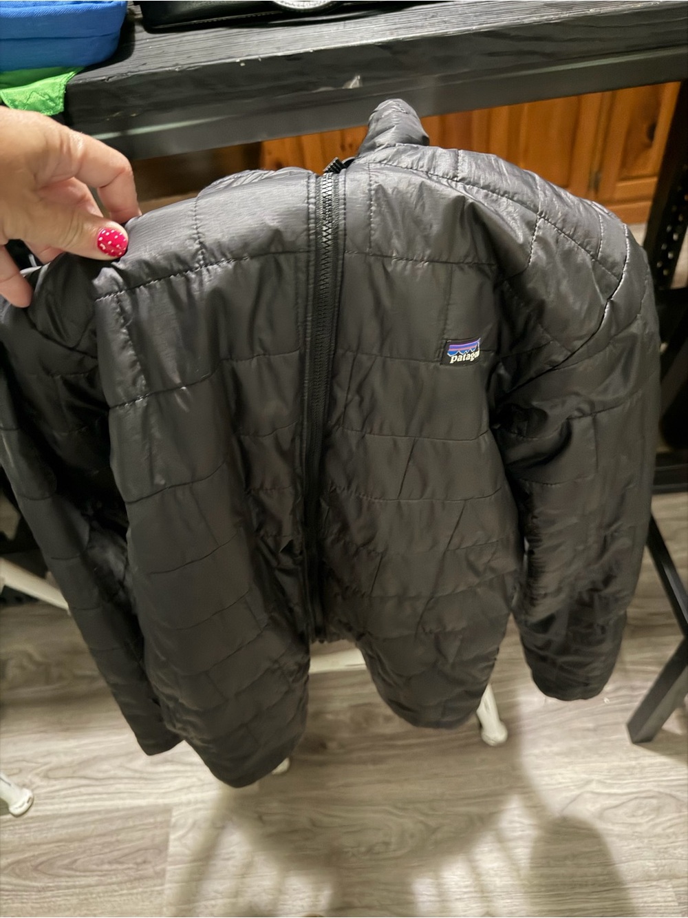 Patagonia Black Quilted Jacket with Multicolor Logo